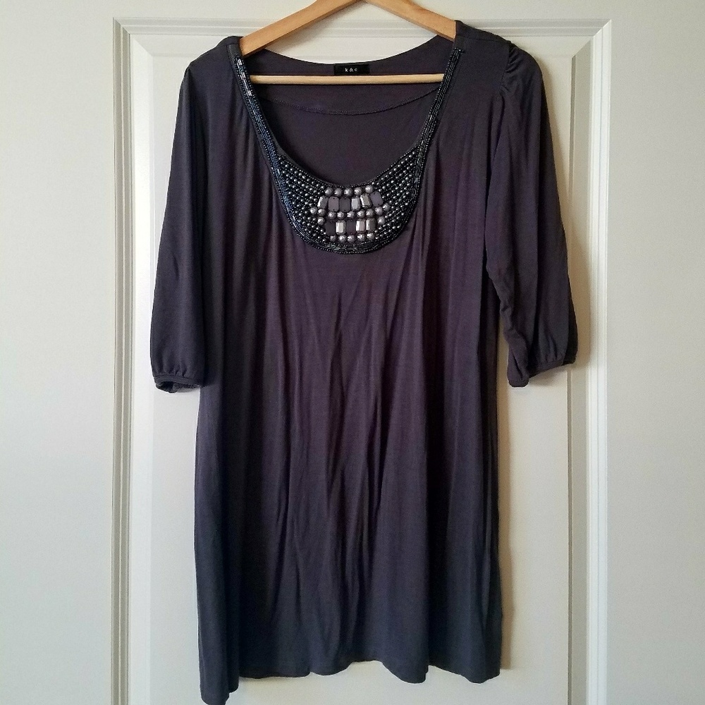 Grey blouse with beadwork